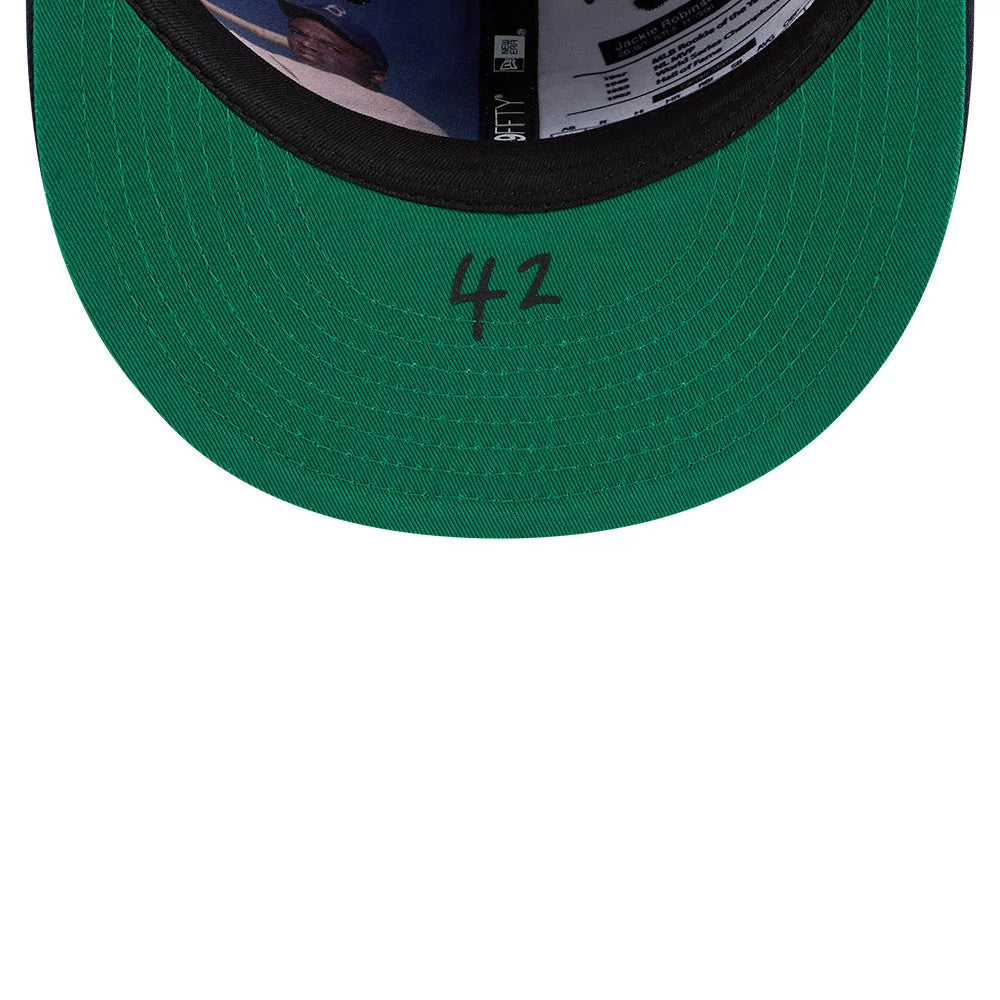 Pictured is this MLB Jackie Robinson Boston Red Sox 59FIFTY Fitted cap in navy. 9
