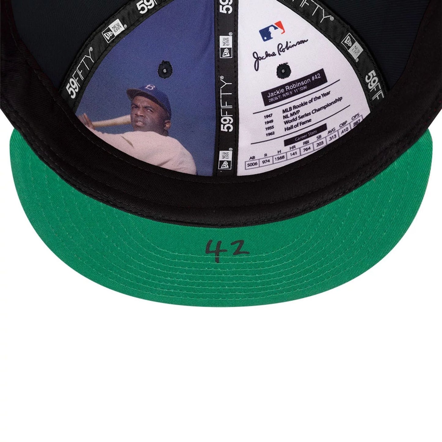 Pictured is this MLB Jackie Robinson New York Yankees 59FIFTY Fitted cap in navy. 8