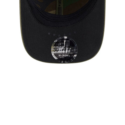 Pictured is this MLB Armed Forces Day 2026 Boston Red Sox 39THIRTY M-Crown Stretch Fit cap in green. 7
