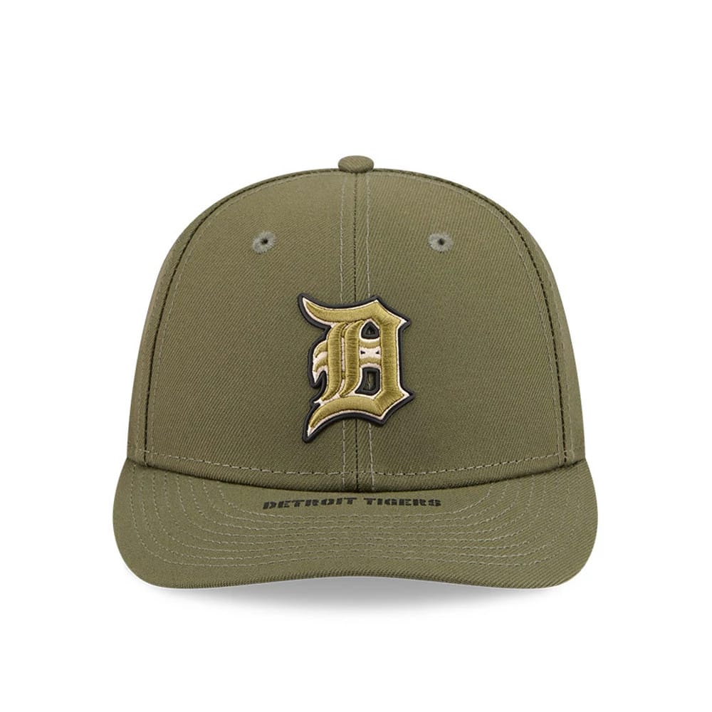 Pictured is this MLB Armed Forces Day 2026 Detroit Tigers Low Profile 59FIFTY Fitted cap in green. 3