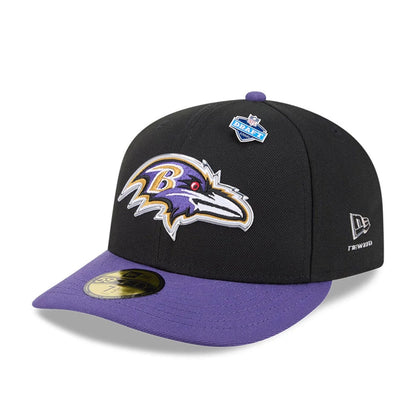 Pictured is this NFL Draft 2026 Baltimore Ravens 59FIFTY Fitted cap in black. 1