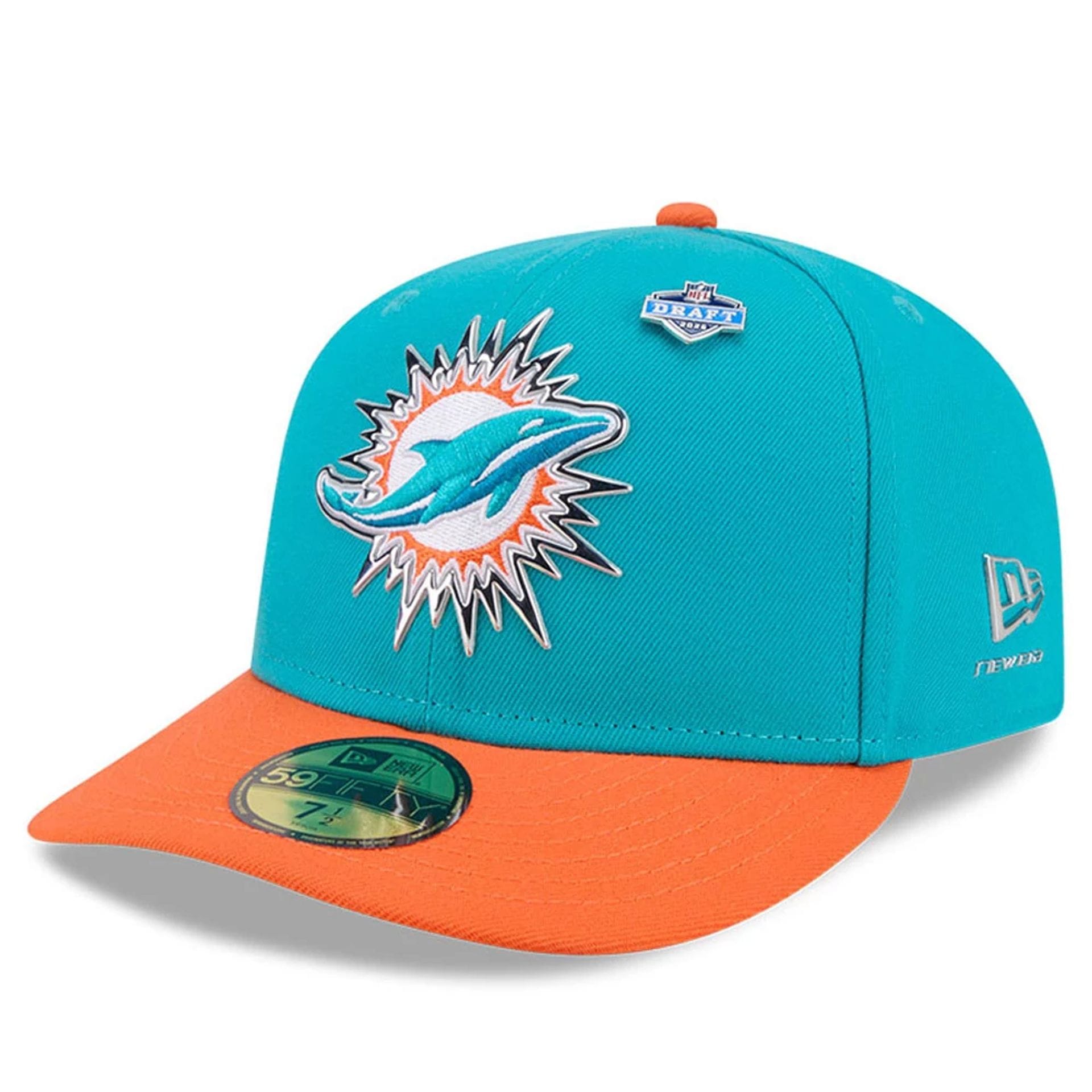 Pictured is this NFL Draft 2026 Miami Dolphins 59FIFTY Fitted cap in turquoise. 1