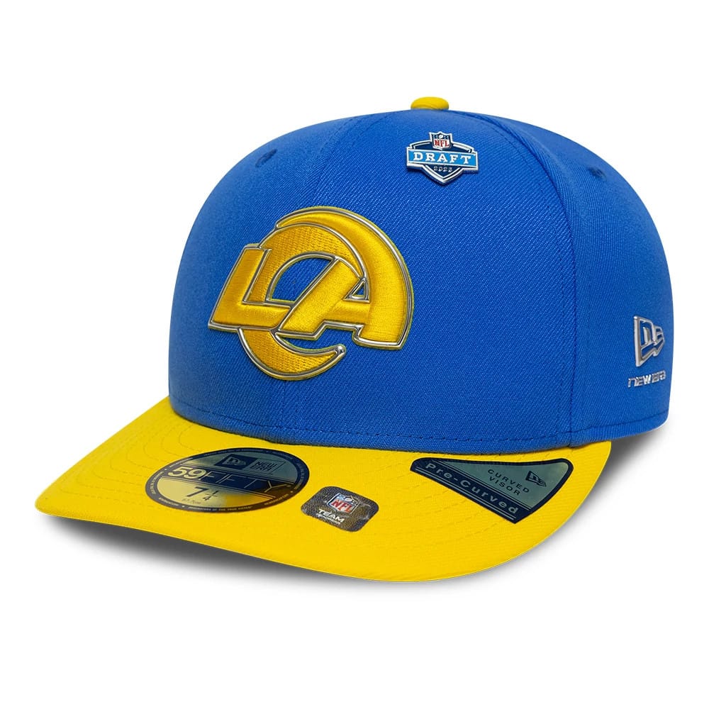 Pictured is this NFL Draft 2026 LA Rams 59FIFTY Fitted cap in bright blue. 1
