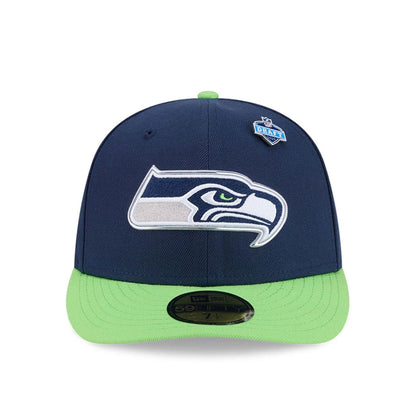 Pictured is this NFL Draft 2026 Seattle Seahawks 59FIFTY Fitted cap in dark blue. 3