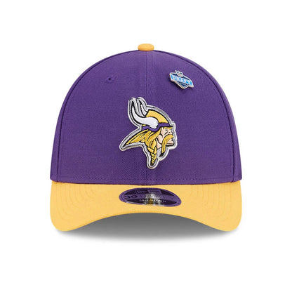 Pictured is this NFL Draft 2026 Minnesota Vikings 39THIRTY M-Crown Stretch Fit cap in purple. 2