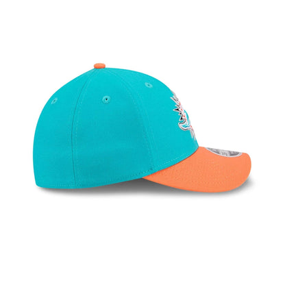 Pictured is this NFL Draft 2026 Miami Dolphins 39THIRTY M-Crown Stretch Fit cap in turquoise. 7