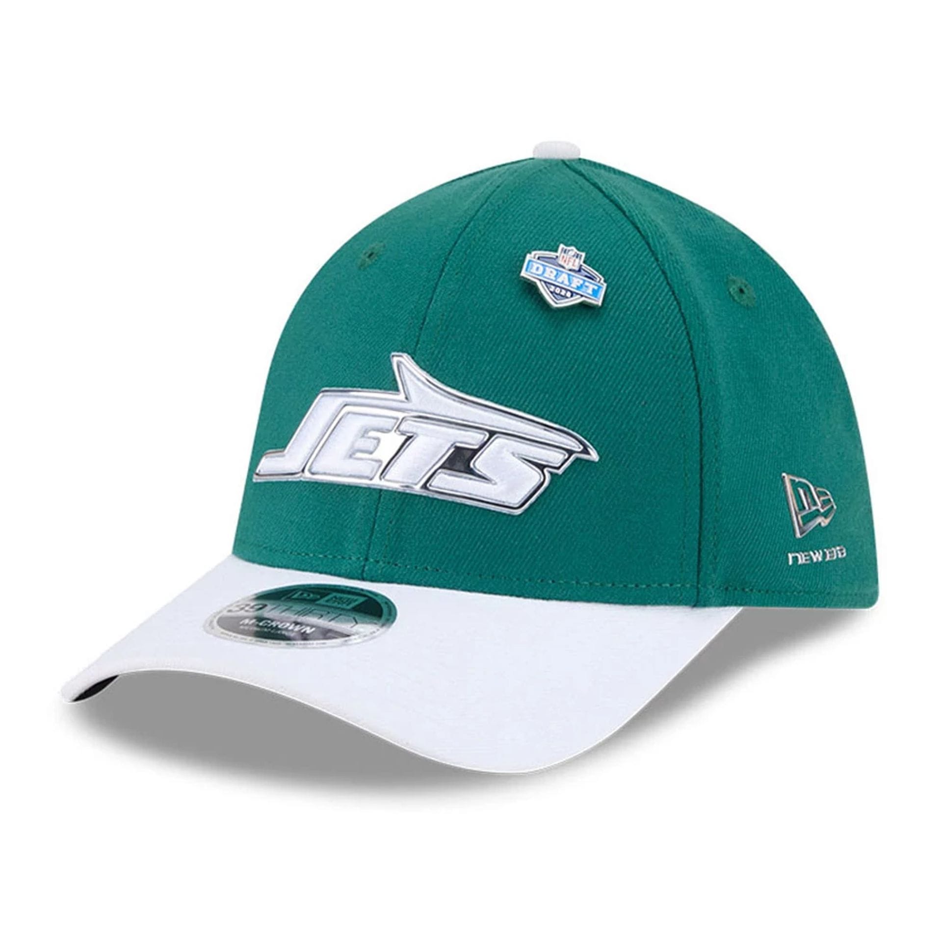 Pictured is this NFL Draft 2026 New York Jets 39THIRTY M-Crown Stretch Fit cap in green. 1