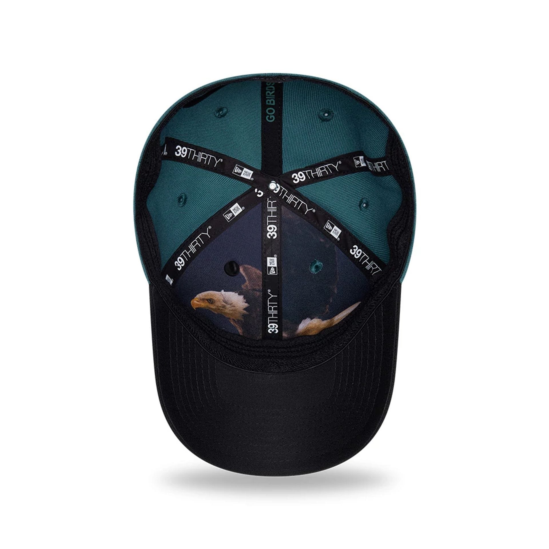 Pictured is this NFL Draft 2026 Philadelphia Eagles 39THIRTY M-Crown Stretch Fit cap in dark green. 2