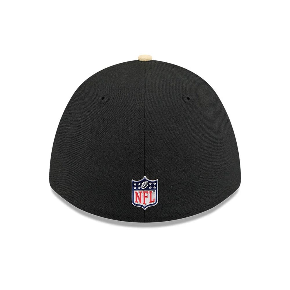 Pictured is this NFL Draft 2026 New Orleans Saints 39THIRTY M-Crown Stretch Fit cap in black. 5