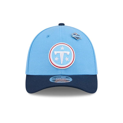 Pictured is this NFL Draft 2026 Tennessee Titans 39THIRTY M-Crown Stretch Fit cap in dark blue. 3