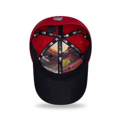 Pictured is this NFL Draft 2026 San Francisco 49ers 39THIRTY M-Crown Stretch Fit cap in red. 2