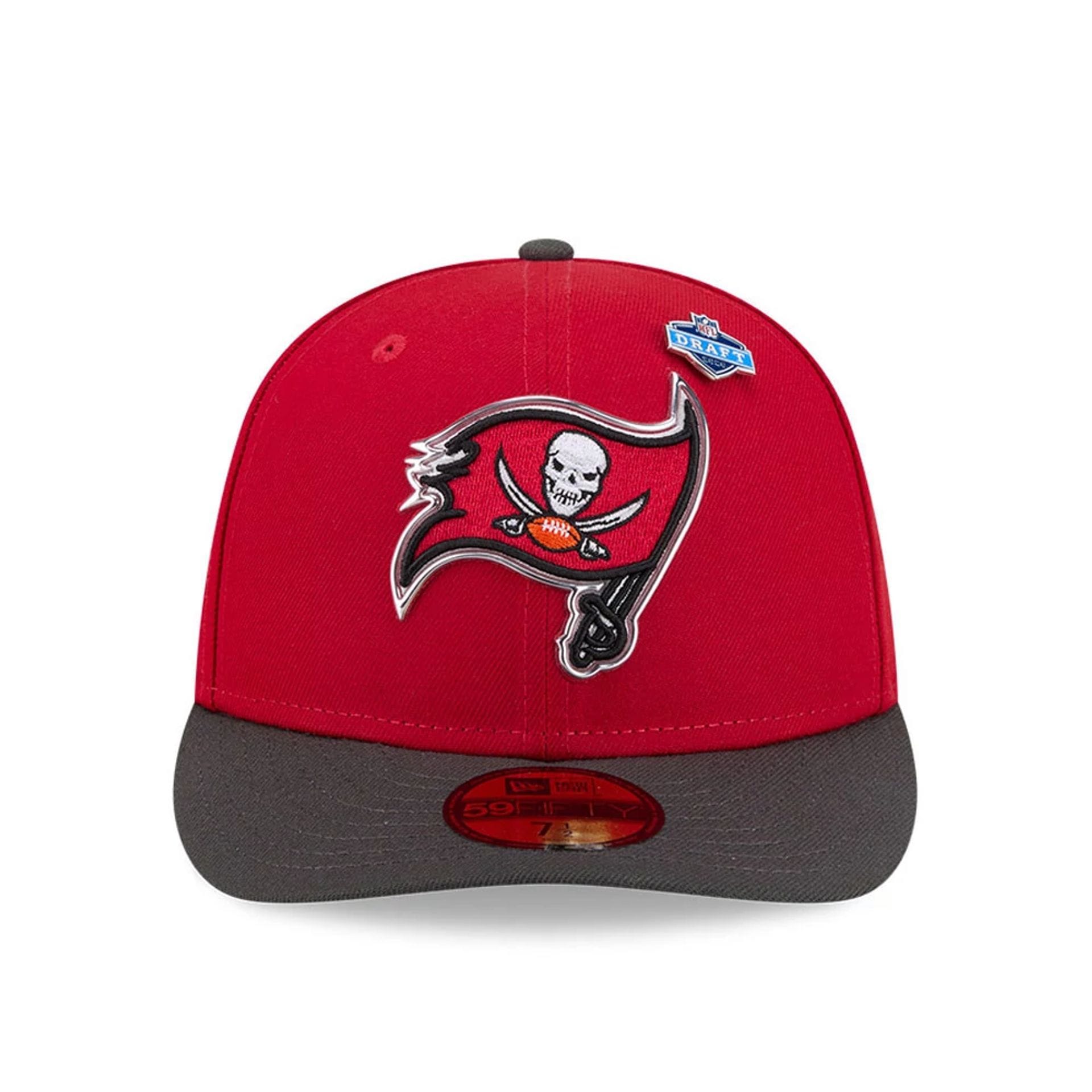 Pictured is this NFL Draft 2026 Tampa Bay Buccaneers 59FIFTY Fitted cap in red. 3