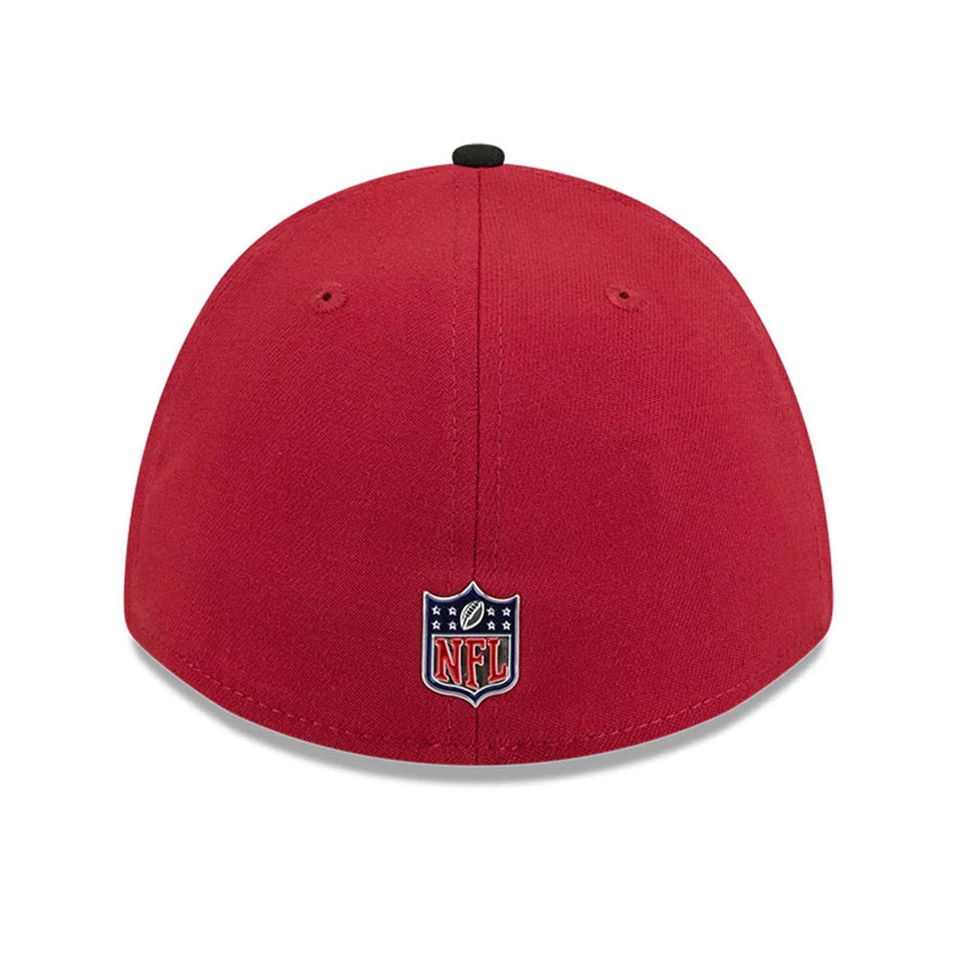 Pictured is this NFL Draft 2026 Arizona Cardinals 39THIRTY M-Crown Stretch Fit cap in dark red. 5