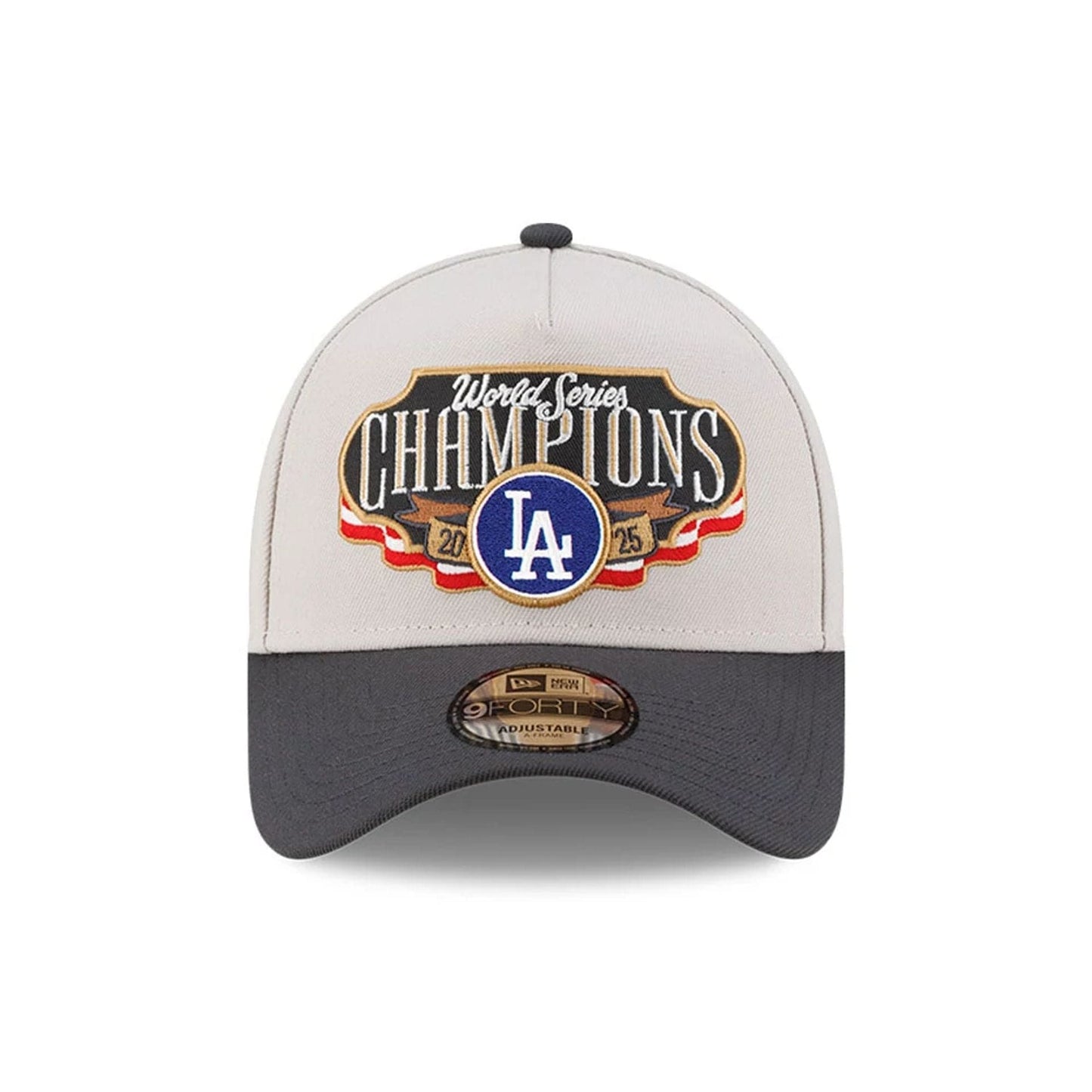Pictured is this LA Dodgers MLB World Series Champions 2025 White 9FORTY A-Frame adjustable cap. 3