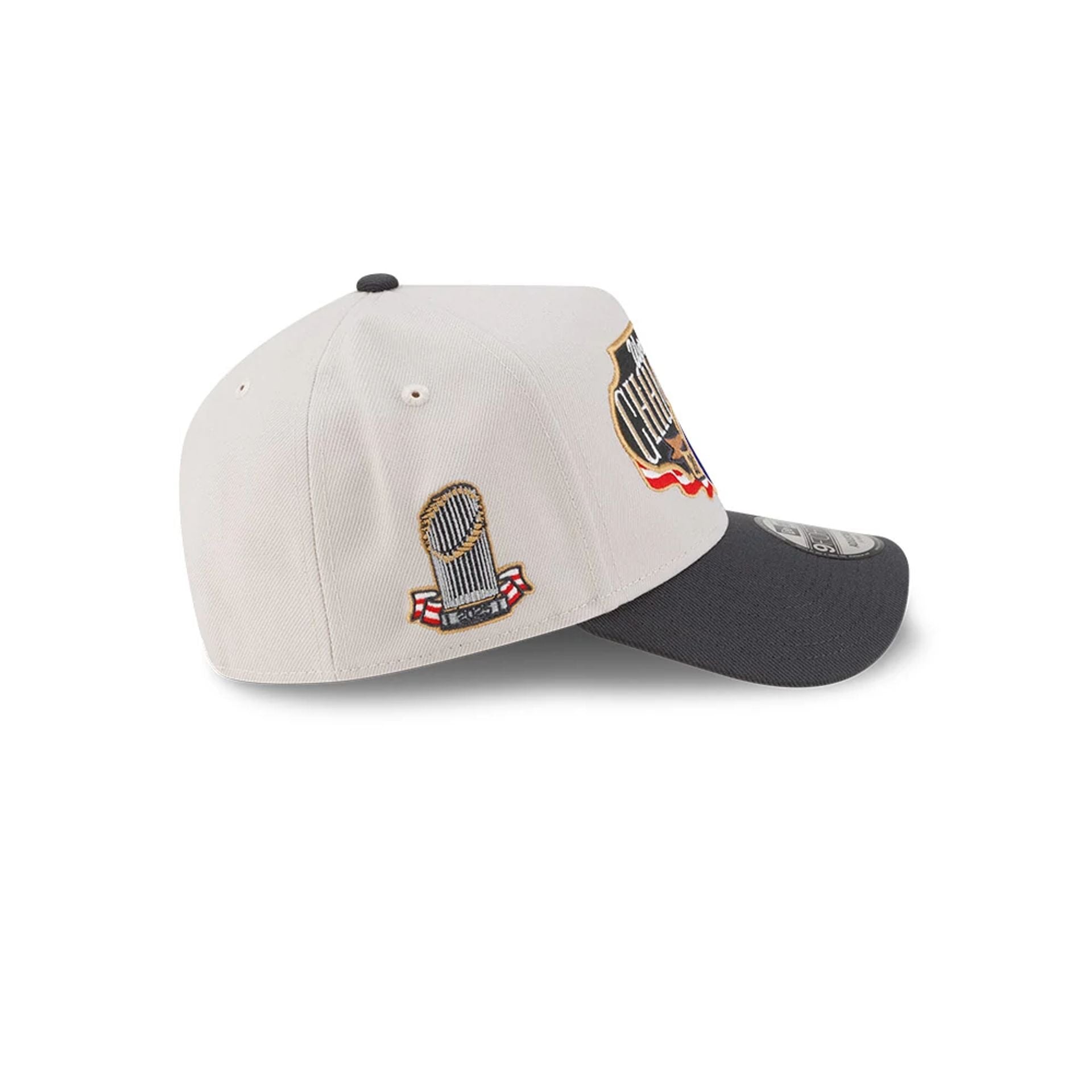 Pictured is this LA Dodgers MLB World Series Champions 2025 White 9FORTY A-Frame adjustable cap. 7