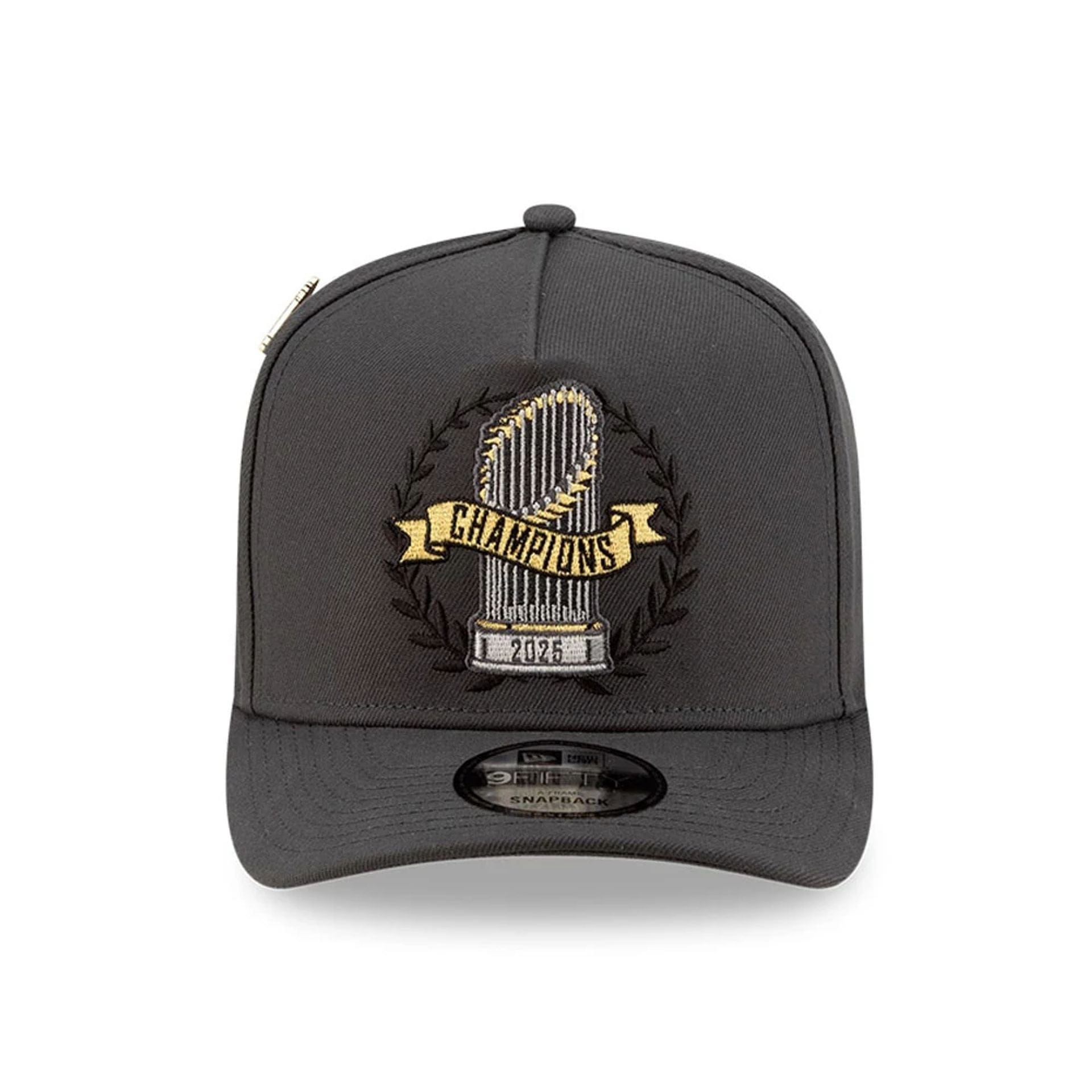 Pictured is this LA Dodgers MLB Parade 2025 Charcoal 9FIFTY A-Frame Snapback adjustable cap. 2