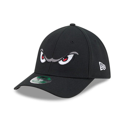 Pictured is this MiLB On Field Player Replica Lake Elsinore Storm 39THIRTY M-Crown Stretch Fit cap in Black. 1