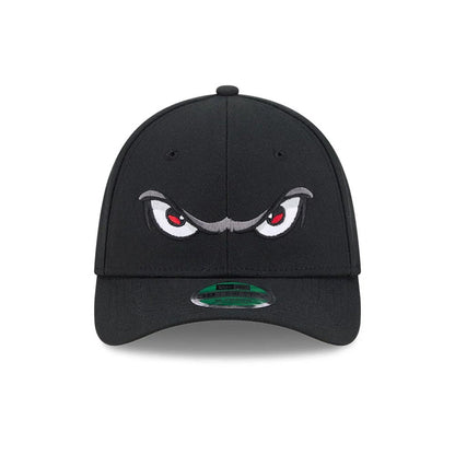 Pictured is this MiLB On Field Player Replica Lake Elsinore Storm 39THIRTY M-Crown Stretch Fit cap in Black. 3