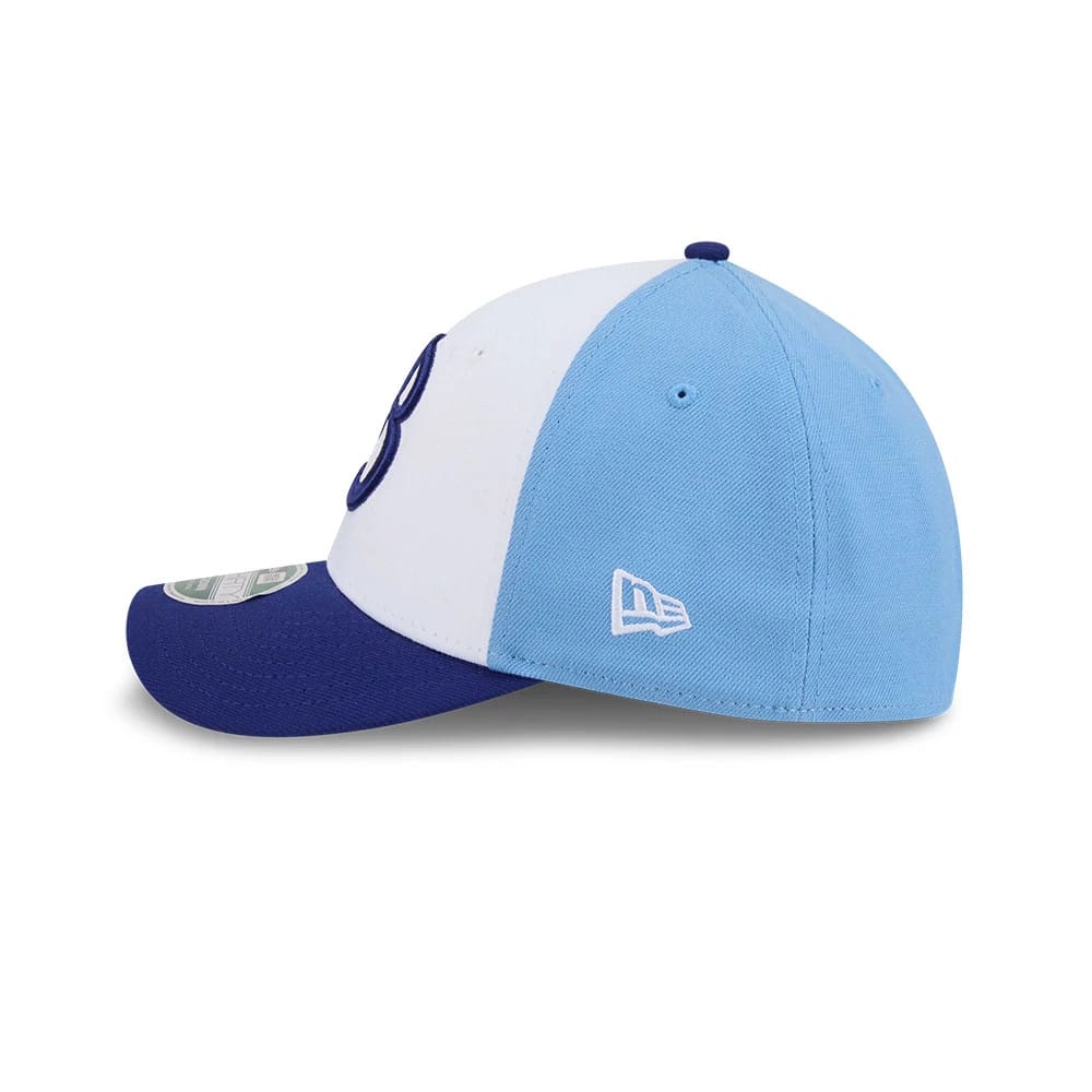 Pictured is this MiLB On Field Player Replica Buffalo Bisons 39THIRTY M-Crown Stretch Fit cap in blue. 5