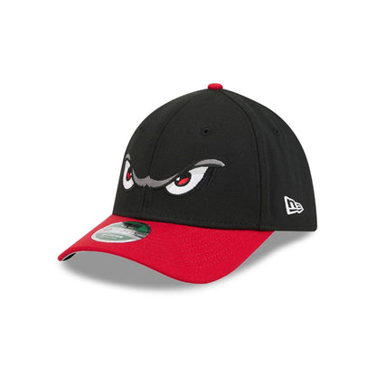 Pictured is this MiLB On Field Player Replica Lake Elsinore Storm 39THIRTY M-Crown Stretch Fit cap in Black. 1