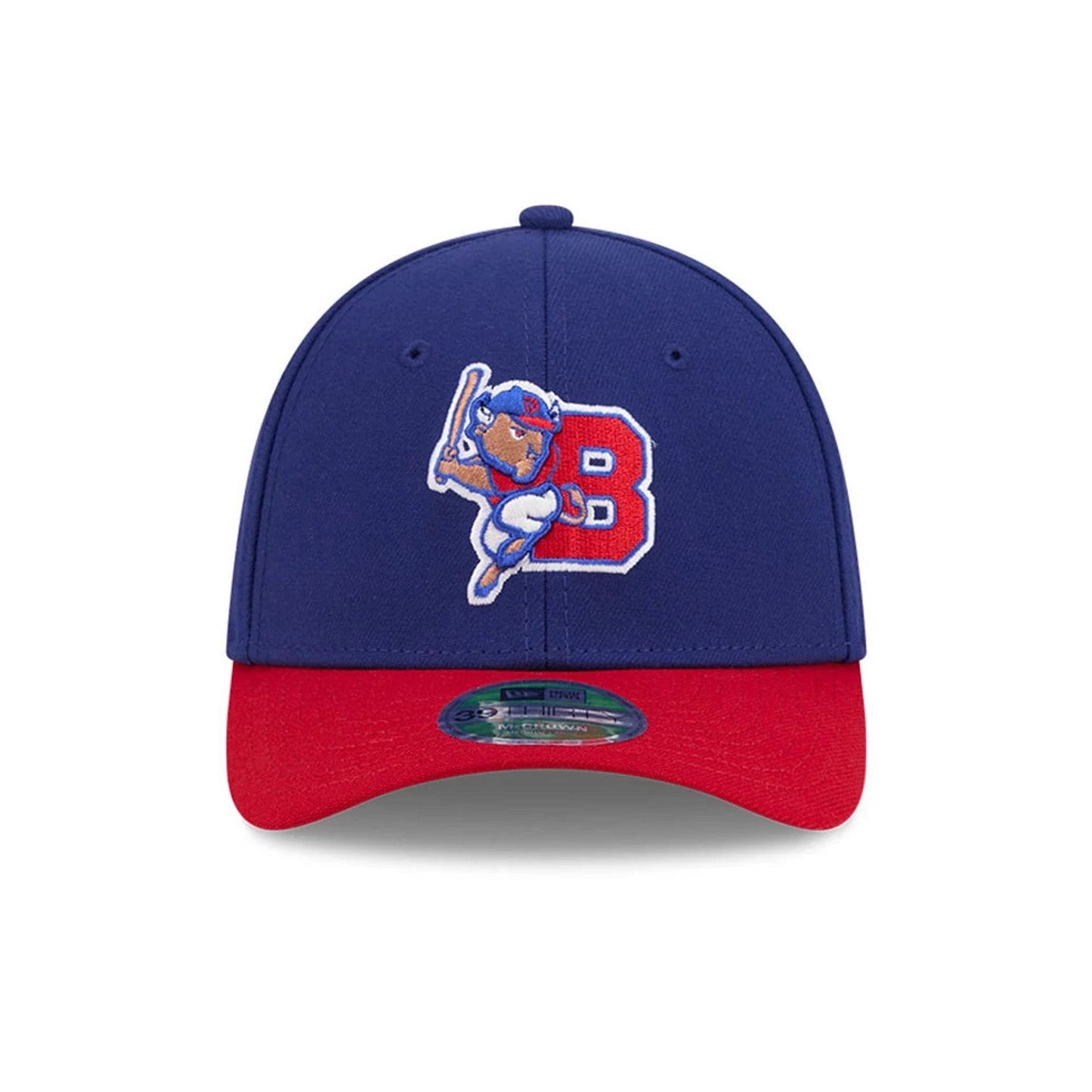 Pictured is this MiLB On Field Player Replica Buffalo Bisons 39THIRTY M-Crown Stretch Fit cap in Dark Blue. 3
