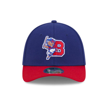 Pictured is this MiLB On Field Player Replica Buffalo Bisons 39THIRTY M-Crown Stretch Fit cap in Dark Blue. 3