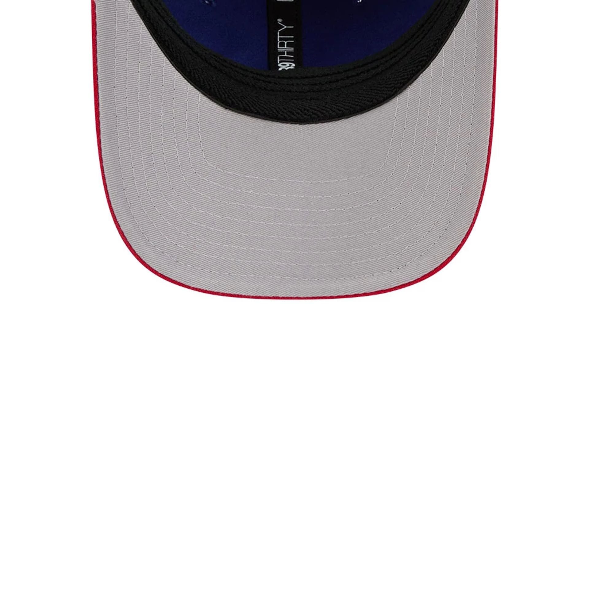 Pictured is this MiLB On Field Player Replica Buffalo Bisons 39THIRTY M-Crown Stretch Fit cap in Dark Blue. 2