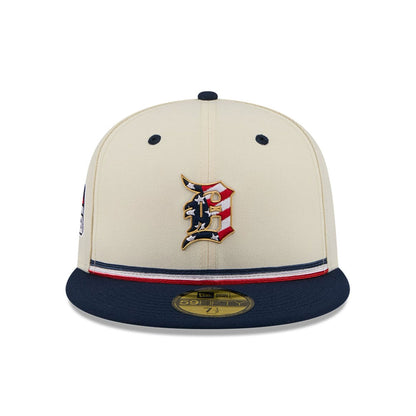 Pictured is this MLB 4th Of July 2026 Detroit Tigers 59FIFTY Fitted cap in Cream. 2