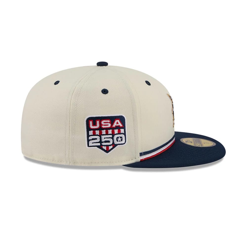 Pictured is this MLB 4th Of July 2026 Detroit Tigers 59FIFTY Fitted cap in Cream. 4