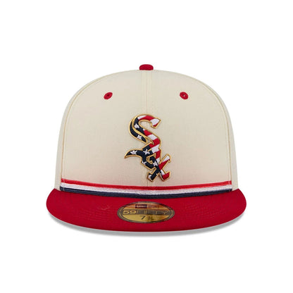 Pictured is this MLB 4th Of July 2026 Chicago White Sox 59FIFTY Fitted cap in red. 3