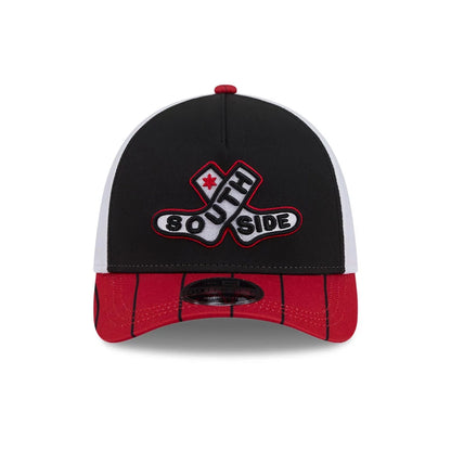 Pictured is this MLB City Connect Chicago White Sox 39THIRTY M-Crown A-Frame Stretch Fit cap in black. 3