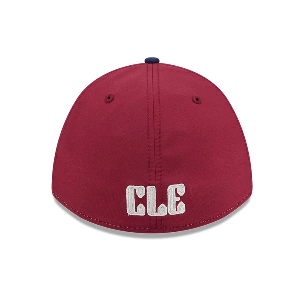 Pictured is this MLB City Connect Cleveland Guardians 39THIRTY M-Crown A-Frame Stretch Fit cap in White. 5