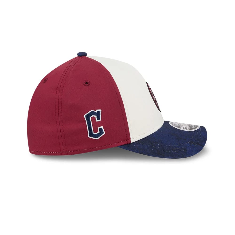 Pictured is this MLB City Connect Cleveland Guardians 39THIRTY M-Crown A-Frame Stretch Fit cap in White. 6