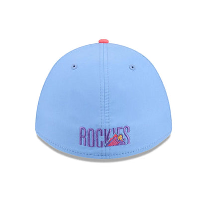 Pictured is this MLB City Connect Colorado Rockies 39THIRTY M-Crown A-Frame Stretch Fit cap in Purple. 7