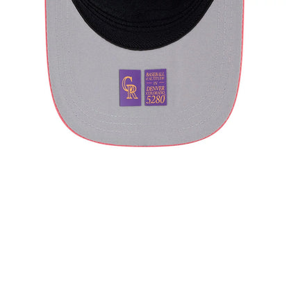 Pictured is this MLB City Connect Colorado Rockies 39THIRTY M-Crown A-Frame Stretch Fit cap in Purple. 2
