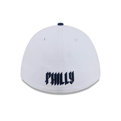 Pictured is this MLB City Connect Philadelphia Phillies 39THIRTY M-Crown A-Frame Stretch Fit cap in Blue. 5