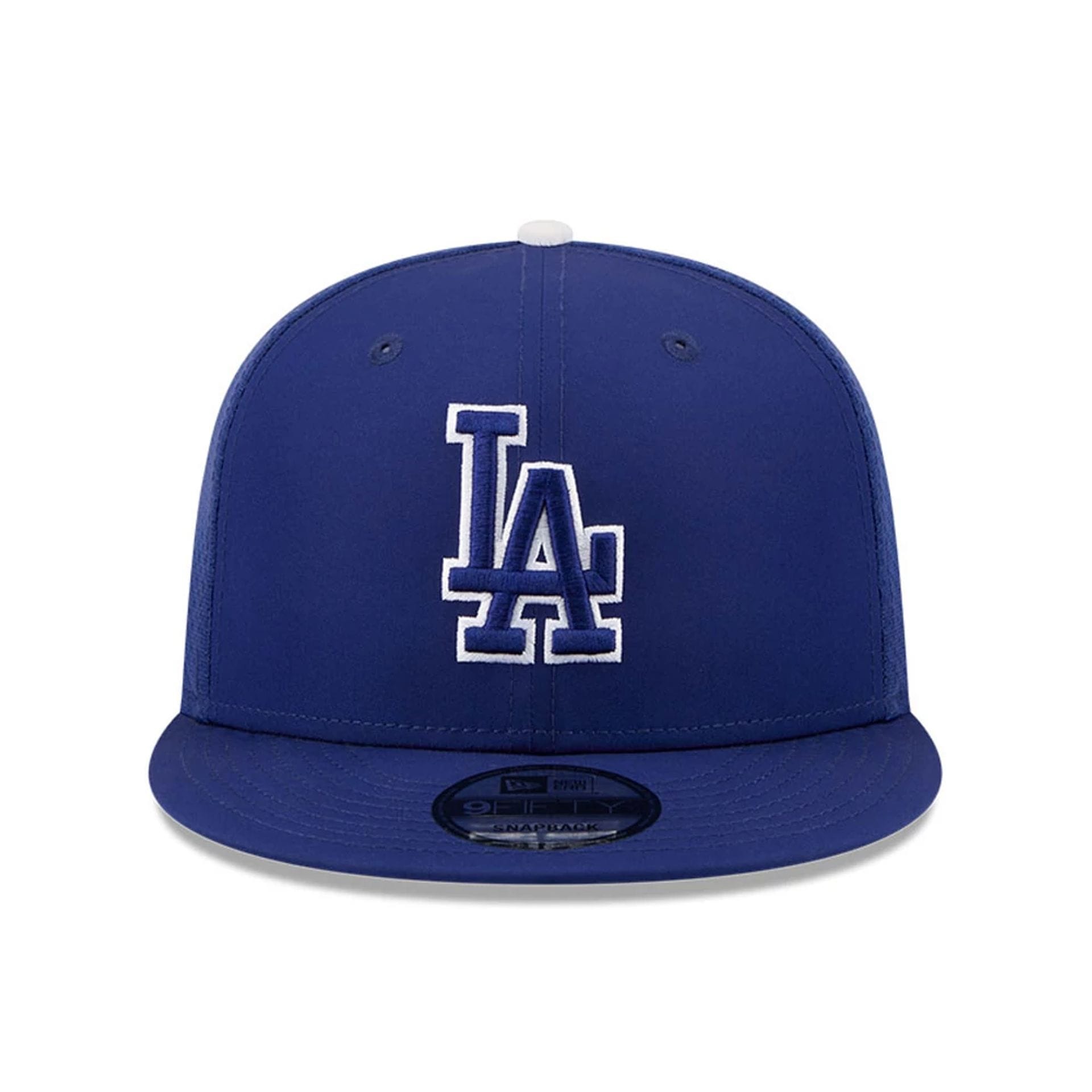 Pictured is this MLB Batting Practice 2026 LA Dodgers 9FIFTY Snapback Adjustable cap in dark blue. 3