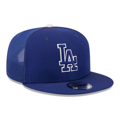 Pictured is this MLB Batting Practice 2026 LA Dodgers 9FIFTY Snapback Adjustable cap in dark blue. 4
