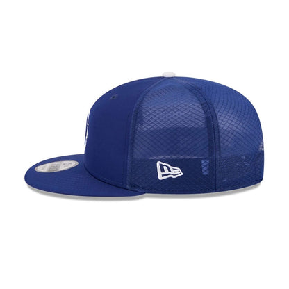 Pictured is this MLB Batting Practice 2026 LA Dodgers 9FIFTY Snapback Adjustable cap in dark blue. 4