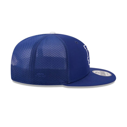 Pictured is this MLB Batting Practice 2026 LA Dodgers 9FIFTY Snapback Adjustable cap in dark blue. 6