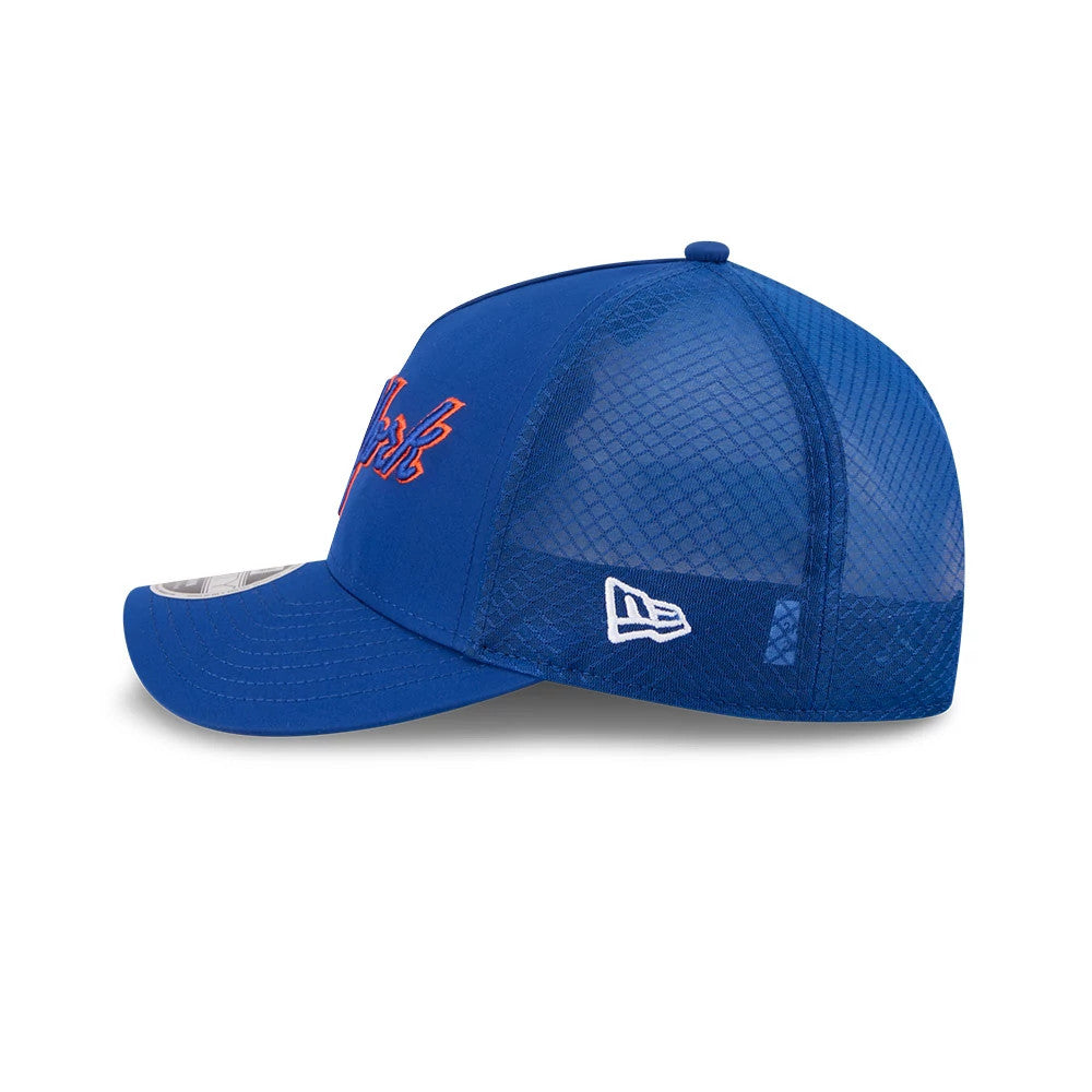 Pictured is this MLB Batting Practice 2026 New York Mets 9FORTY M-Crown A-Frame Adjustable cap in blue. 5