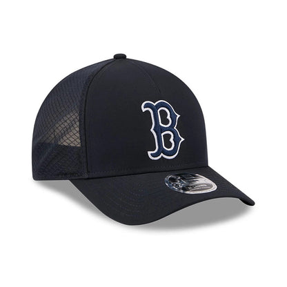 Pictured is this MLB Batting Practice 2026 Boston Red Sox 9FORTY M-Crown A-Frame Adjustable cap in navy. 3