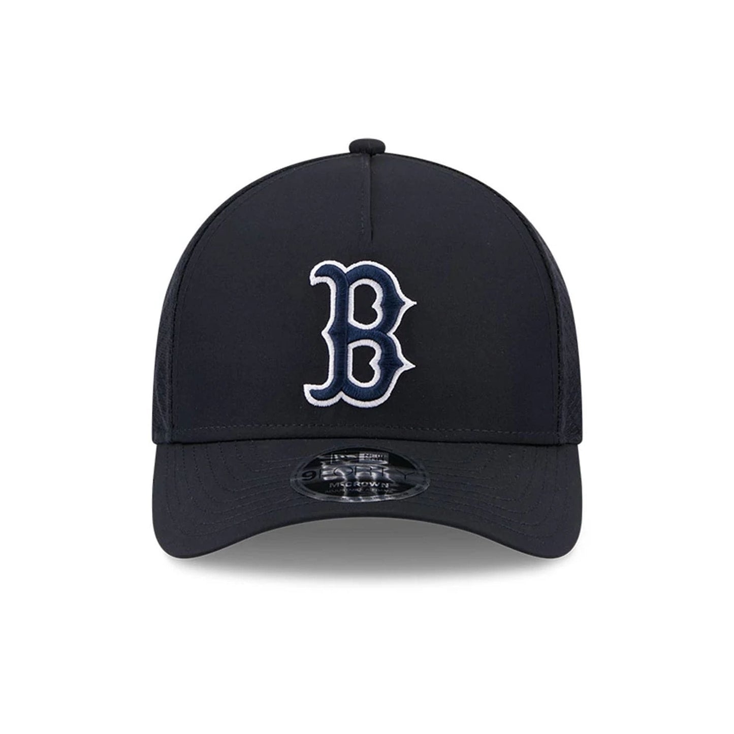 Pictured is this MLB Batting Practice 2026 Boston Red Sox 9FORTY M-Crown A-Frame Adjustable cap in navy. 2