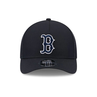 Pictured is this MLB Batting Practice 2026 Boston Red Sox 9FORTY M-Crown A-Frame Adjustable cap in navy. 2