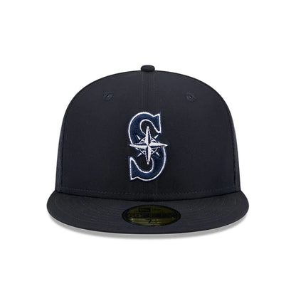 Pictured is this MLB Batting Practice 2026 Seattle Mariners 59FIFTY Fitted cap in navy. 2