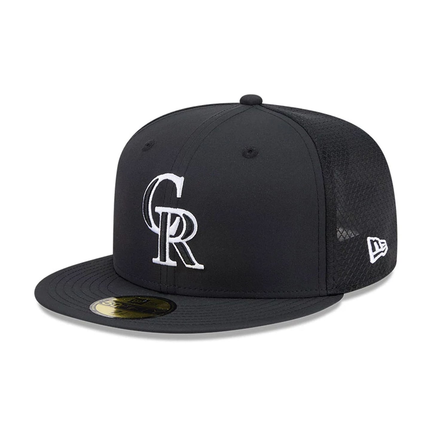 Pictured is this MLB Batting Practice 2026 Colorado Rockies 59FIFTY Fitted cap in black. 1