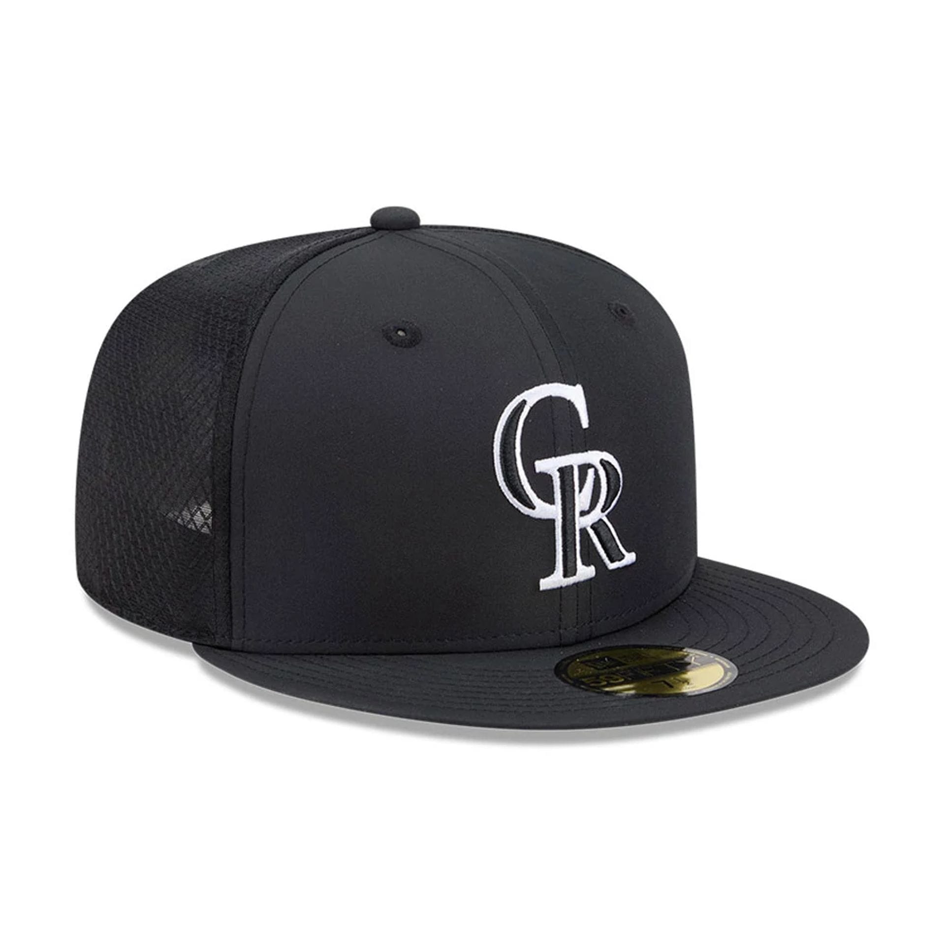 Pictured is this MLB Batting Practice 2026 Colorado Rockies 59FIFTY Fitted cap in black. 3