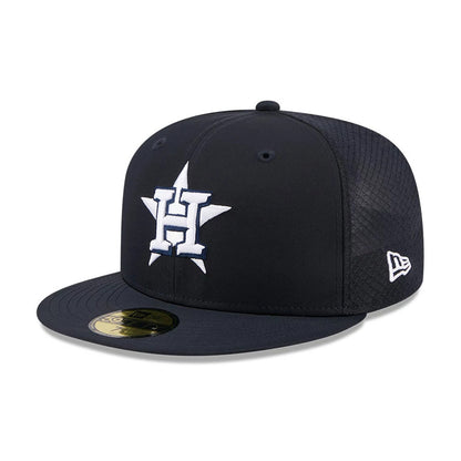 Pictured is this MLB Batting Practice 2026 Houston Astros 59FIFTY Fitted cap in navy. 1