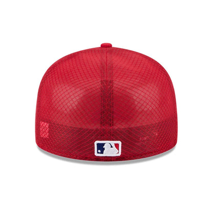 Pictured is this MLB Batting Practice 2026 Philadelphia Phillies 59FIFTY Fitted cap in red. 6