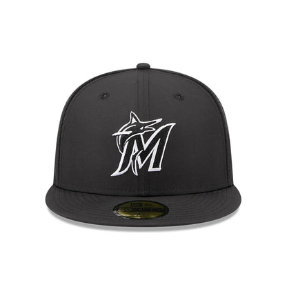 Pictured is this MLB Batting Practice 2026 Miami Marlins 59FIFTY Fitted cap in black. 2